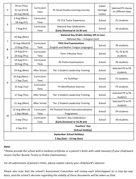 Calender of Events